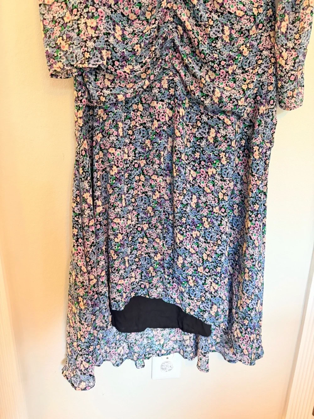 ASTR The Label Purple Multicolor Hi Lo Ruched Dress - Size Large